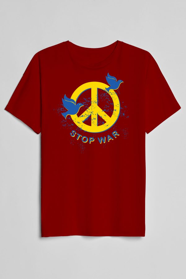 Stop War Dove Shirt Rot, Gelb, Blau